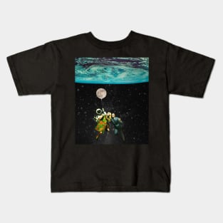 Outer space Vintage Collage art Kids T-Shirt